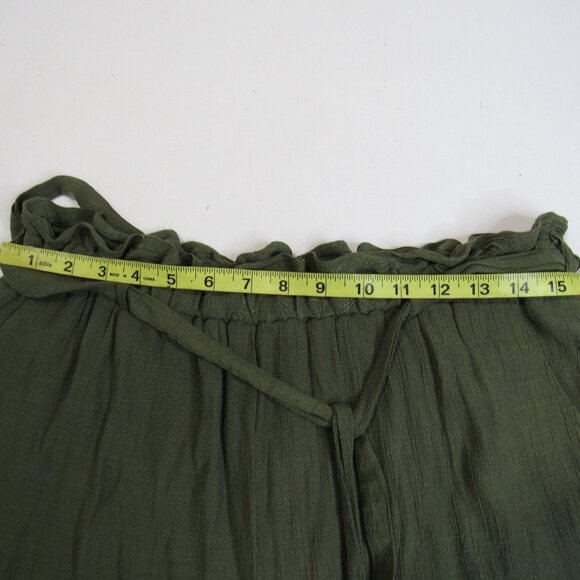 by & by Womens Linen Paperbag-Waist Pants w/ Built in Shorts Size XL Olive Green - Picture 5 of 8